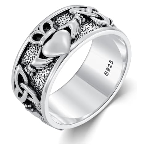 Seiyang Claddagh Ring 925 Sterling Silver Irish Rings Trinity Knot Jewelry Celtic Gift for Men Women - Size 8 Cover