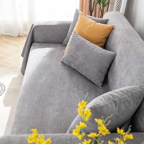 Vclife SF-1005-G-XL French Terry Couch Cover Water Resistant Simple Solid Dark Gray Sofa Slipcover thumb #8