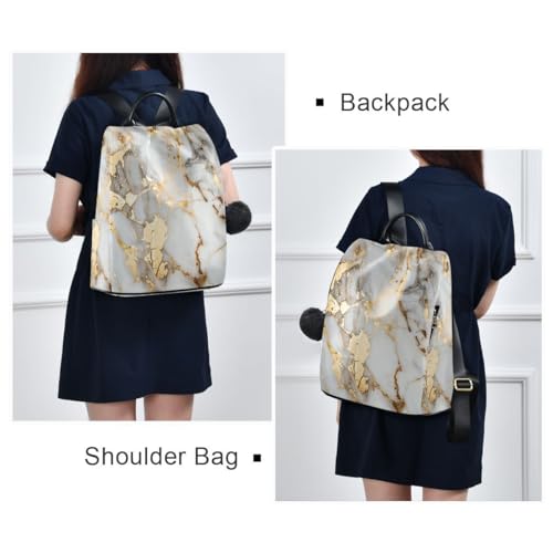 Image of ALAZA White Gold Marble Trips Hiking Camping Rucksack Pack for Women