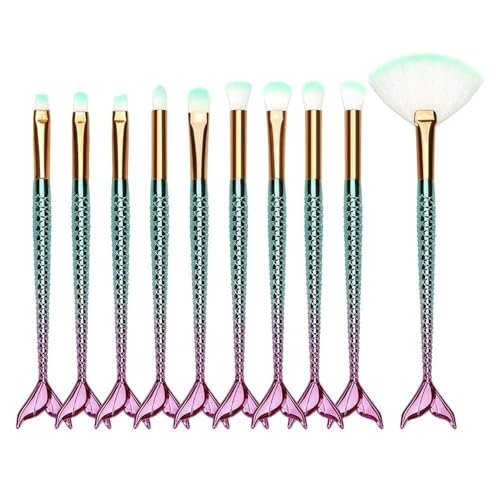 Colorful Fish Tail Handle Makeup Brush Set – Foundation, Eyebrow,...
