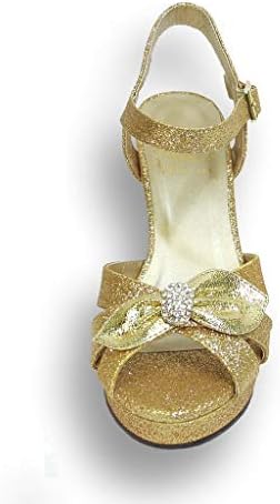 Floral Elva (DP789) Women Wide Width High Heel Sexy Bridal Platform Dress Sandals Gold 8.5 | Image 1