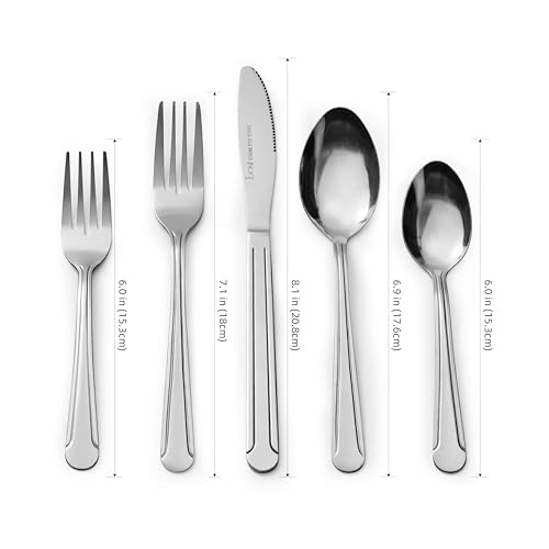 Bon Camisole 40-Piece Stainless Steel Flatware Silverware Cutlery Set, Include Knife/Fork/Spoon, Dishwasher Safe, Service for 8 - Image 3