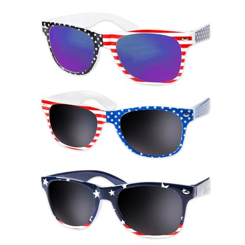 4th Of July Sunglasses American Flag Sunglasses for Independence Day Flag Day June 14th Events Sunglasses Protect Your Eyes from UV Rays Outdoor Activities Fashion Accessories Style E 3Pcs