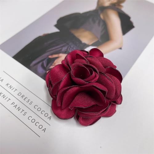 Image of Dainty Silk Rose Flower Brooch Lapel Pins for Women Men Handmade Fabric Flower Brooches Pin Classic for Wedding Party Dance Banquet Dress Suit Clothes Accessories Jewelry Gifts 60mm