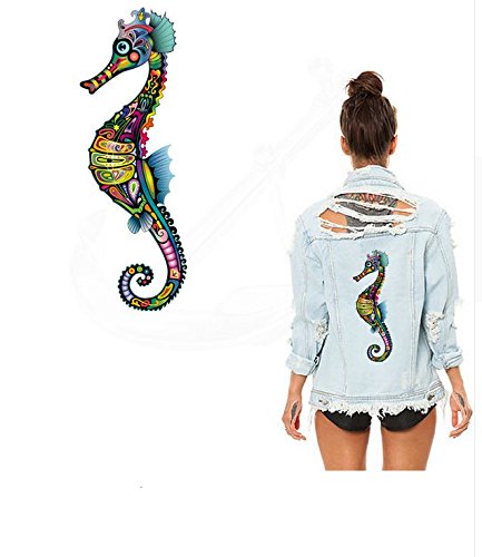 Pegatina transfer XXL parche termoadhesivo caballito de mar para cazadoras camisetas