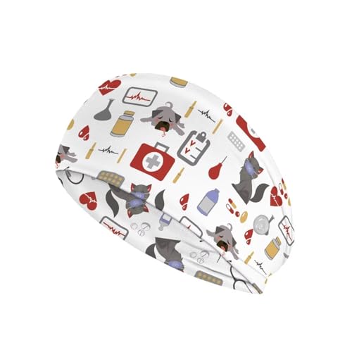 Gomyblomy Diadema de enfermera con botones para máscara, enfermeras y veterinarios, para mujeres y hombres, diadema antideslizante elástica para el trabajo