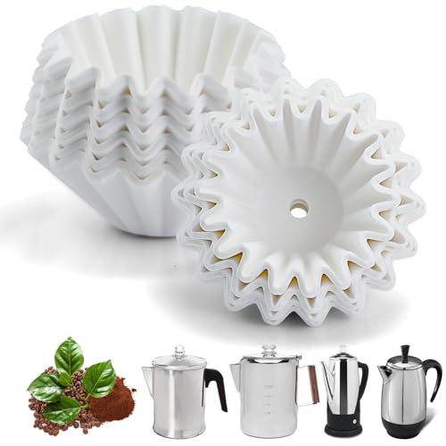 Paper Coffee Filters Compatible with Farberware Coffee Percolator, 150 Pcs White Perforated Filter for Farberware 8/12 Cup, Coletti 12 Cup, Elite Gourmet EC812