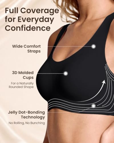 Image of Ubras Seamless Bras for Women Light Support Wireless Bralette Comfortable Soft Smooth Pull On T-Shirt Bras
