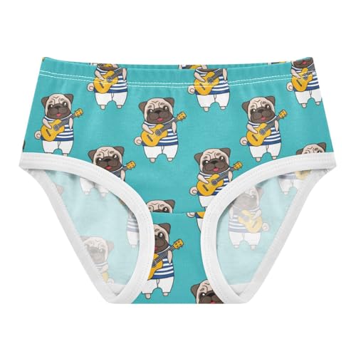 Joisal Pug Playing Guitar Panties Little Girl Toddler Underwear Floral Cotton Stylish Briefs Girls Undies 2t