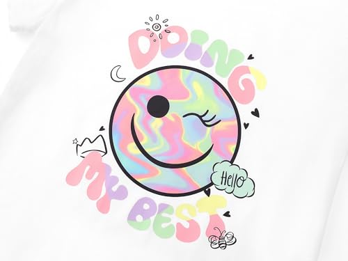 Image of Dvenki Girls Graphic Short Sleeve Crewneck T-Shirt Sizes 6-18 | breathable soft cotton blend, cute graphic prints, summer little and big girls tee, ideal casual wear for school, daily