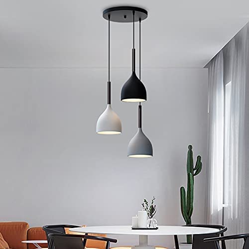 Image of Aluminum Hanging Light for Kitchen Arch, Pendant Lamp for Ceiling Lights Lamp Set of 3 Pieces (Multi Color) (Grey, White and Black )