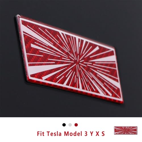 Image of Fit for Redl Carbon Fiber Dual Motor Badge Emblem Sticker Plaid Decor Compatible for Model 3 Y X S Accessories (Ludicrous-Red)