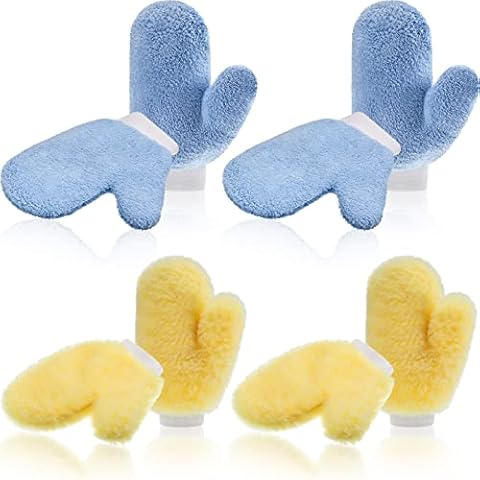 4 Pairs Painter's Mitt with Thumb Painter Paint Mitt Deck Stain Applicator Hand Painting Gloves Paint Gloves Dusting Mitt for Painting Cleaning Dusting, 2 Colors Cover