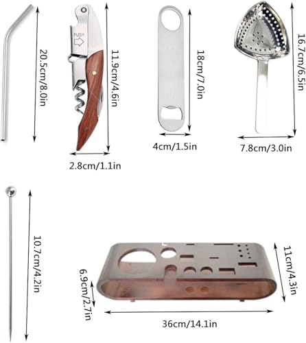 Kit de Coctelera y Herramientas para Bartender 20 piezas miniatura 3