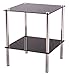 Premier Housewares - Mesita Auxiliar Cuadrada con 2 estantes de Cristal Negro y Patas cromadas, 39 x 39 x 47 cm