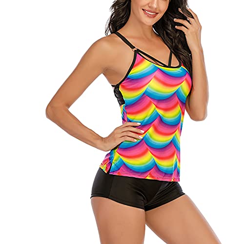 High Waisted Bikini Sets Women Sexy Tankinis Two Plus Strappy Print Set Back Women Size Swimsuits Swimdress Piece Yellow #TOP6