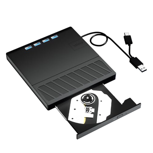 Shuade Unidades de disco externas de 7 puertos para portátil tipo C USB 3.0, grabador portátil con ranura para tarjetas, puertos USB, lector de velocidad rápida, unidades de disco externas