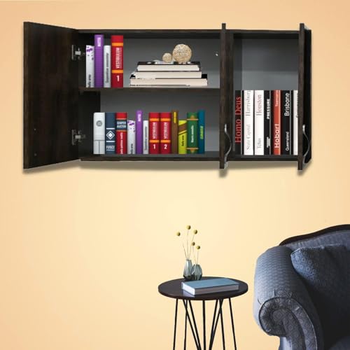 Image of Door Multipurpose Storage Cabinet & Adjustable Shelf | Space Organizer | Termites Resistance | Wall Mounted for Office, Kitchen Finish (Cochwood Brown, Door 3)