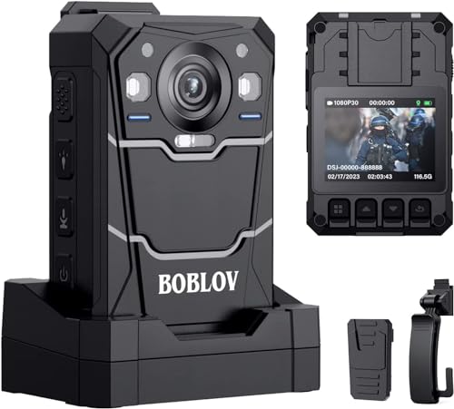 BOBLOV B4K3 Body Camera with 4000mAh Battery, 128GB Memory, HD Video Recording, Night Vision & GPS, Long Battery Life, Fast Charging, IP68 Waterproof Design, Professional Legal Enforcement Tool