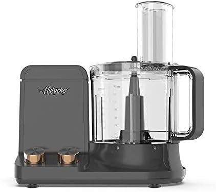 NutriChef Food Processor 2 Liter Capacity - Multipurpose & Ultra Quiet Powerful Motor - Includes 6 Attachment Blades - 12 Cup Capacity - Pre-Set Speed For Easy Use - Black Chrome & Space Gray