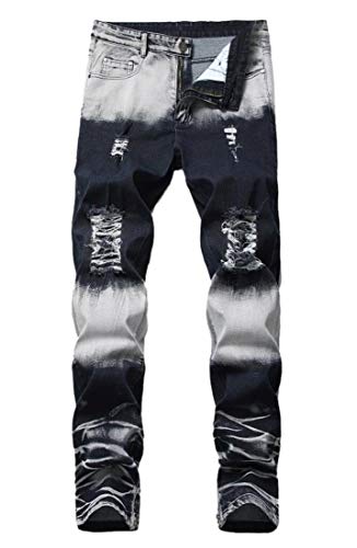 Men's Ripped Jeans Slim Fit Black 992 US 40 /AS 42