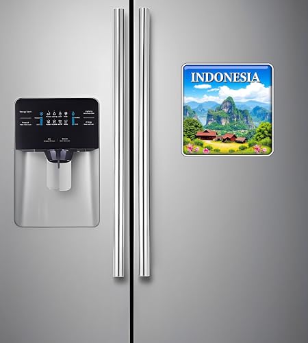 Image of Gift Me Bazar Country Fridge Magnet for Home Kitchen Refrigerator Door Stylish Decor Multicolored Souvenir Gift | Country Theme MDF Wooden Fridge | Souvenir Travel Magnets (Indonesia Fridge Magnet)