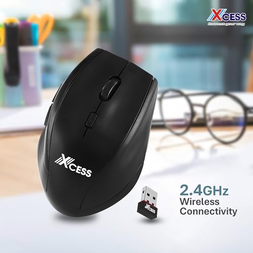 Image of XCESS Wireless Optical Mouse | 1600 DPI | 4 Buttons with DPI Switch | Compact & Lightweight | Soft Click | Universal Compatibility