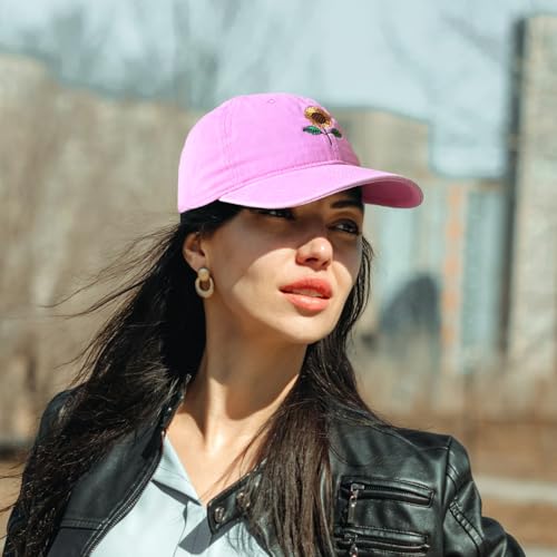 Gorra ajustable bordada con flor sonrisa para mujer miniatura 2