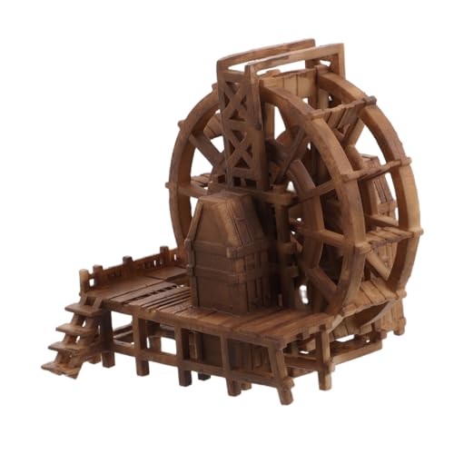 Wasserrad Krippe 28 Cabilock Miniatur Wasserrad Ornament Braunes Harz Wasserrad Zubehör...