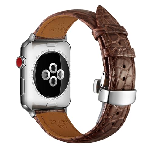 Bracelet Apple Watch cuir véritable alligator fait main iWatch Ultra 49mm 45mm 44mm