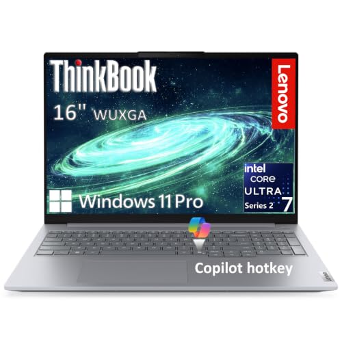 Image of Lenovo ThinkBook 16 Gen 8 Laptop, Intel Core Ultra 7, 32GB DDR5, 1TB SSD | 16 inch WUXGA AI PC laptop, Thunderbolt 4, Wi-Fi 6E, fingerprint, Win 11 Pro, business-grade