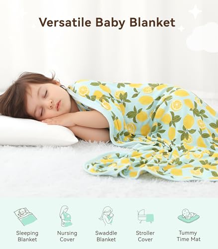 Image of Premium Baby Blankets, Soft Viscose from Bamboo Blanket for Boys and Girls, Nursery Crib Bedding Quilt for Newborn and Toddler, Cooling for Hot Sleepers, 50'' x 50'' Lemons