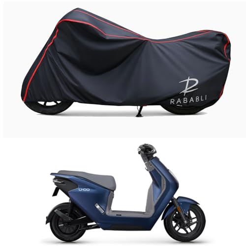 Image of Waterproof Bike Body Cover Compatible for | Honda U-Go BS6 | Taffeta Fabric, Red Piping Design, Bottom Elastic Fit | Dustproof, Sun UV & Rain Protection for All Bikes
