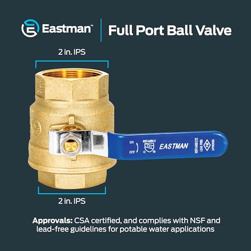Image of Eastman 2 Inch IPS Heavy Duty Full Port Ball Valve, Brass Plumbing Fitting, 20055LF
