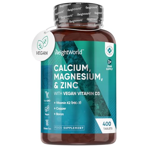 Calcium Magnesium Zinc and Vitamin D Supplement, Vegan Tablets, 1+ Year Supply