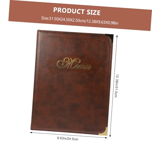 Support de menu résistant A4 cuir marron idéal pour les tables de bar