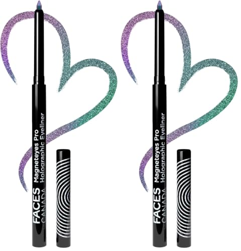 Image of FACES CANADA Magneteyes Pro Holographic Eyeliner - Peacock Dance 02, 0.25g | Multichrome /Duochrome Eyeliner | Metallic & Shimmer Finish | Longlasting | Waterproof & Smudgeproof (Pack of 2)