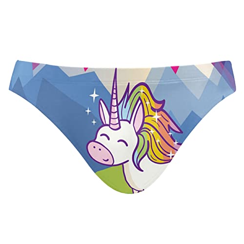Men's Sexy Bikini Swimsuit Swimwear Quick Dry Print Briefs - Large - 2030881(unicorn)