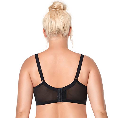 HSIA Minimizer Bra for Women - Plus Size Bra with Underwire Woman's Full Coverage Lace Bra Unlined Non Padded Bra Black 40DD - Image 3
