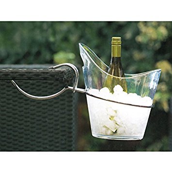 Aparatoo Chrome Table Edge Mount Bottle Holder Clear Acrylic Wine Ice Bucket Garden…