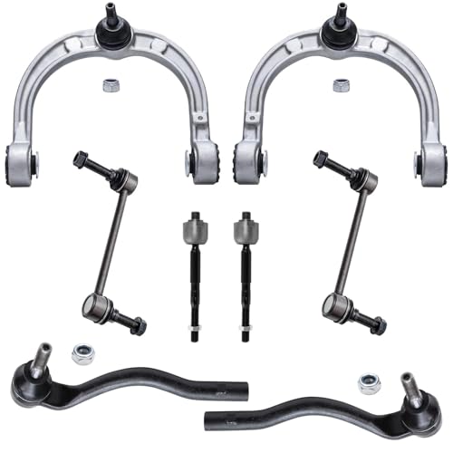 Image of Detroit Axle - 8pc Front End Kit for Mercedes-Benz ML350 GL450 ML320 GL550 GL350 ML500 GL320 ML550 ML450, ML63 AMG, 2 Upper Control Arms 2 Sway Bars 4 Inner Outer Tie Rods Suspension Replacement