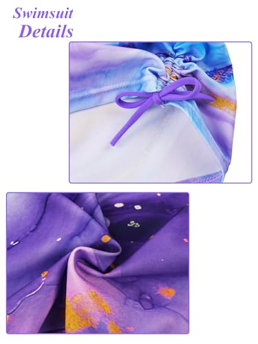 Image of Girls Rash Guard 2 Pieces Bathing Suit UPF50+ Swimsuit with Swimming Skirt Swimwear 2-14Y