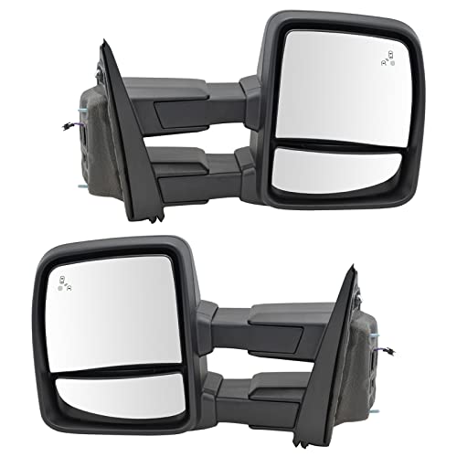 Trail Ridge Left and Right Side Mirror Assembly Set Towing Power Heated Turn Signal Power Folding Puddle Light Blind Spot Compatible with 15-17 Ford F-150 18 Ford F-150 To 2/25/18 Production Date by Trail Ridge - Image 3