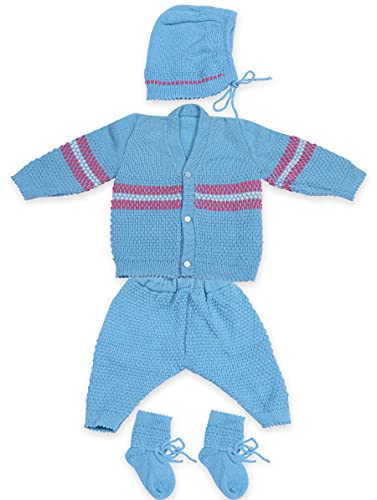 Image of CUBS & HUGS Baby-Boys Wool V-Neck Knitted Sweater Leggings Cap Booties