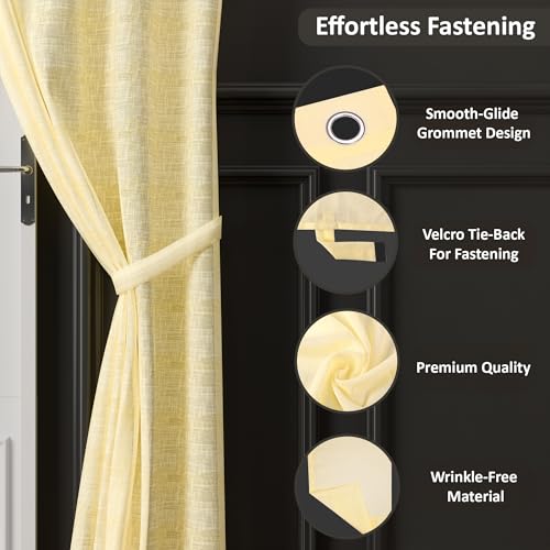 Image of Kuber Industries 6 Pcs Polyester Linen Door Sheer Curtain 7 Feet for Home Decor | 8 Eyelet with Curtain Multiple Use for Living Room /Bedroom | Plain - Cream