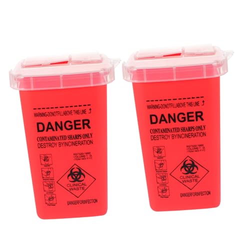 DRESSOOS Contenedor Grueso Reutilizable para Objetos Punzantes Caja de Desechos de Plástico 2 Piezas Resistente Adecuado para Hospitales Clínicas Salones de Tatuajes Residuos Peligrosos