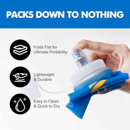 AONIJIE 500ml/2Pcs Soft Flask Collapsible Water Bottle for Running, Wide Mouth for Ice, BPA-Free Flexible Running Water Bottle Fits Hydration Vests, Foldable & Lightweight - Image 5