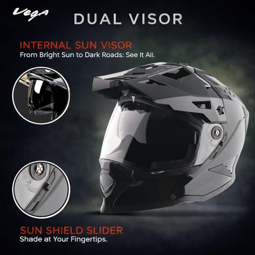 Image of Vega VF 11 Dirt-X Solid Full Face Riding Helmet with Lightweight Shock Absorbing Shell, Aerodynamic Design, Ventilated Interior, Comfortable Fit, Durable Riding Helmet - Black -L
