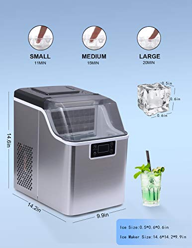 Fabricadora de Hielo De Acero Inoxidable 45 lbs/24H miniatura 6