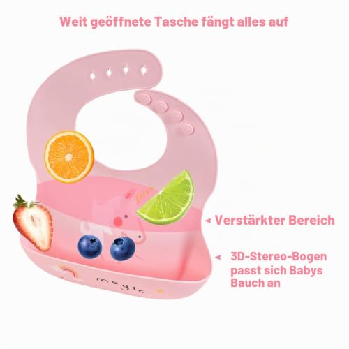 Vicloon Silikon Baby Lätzchen, 2 Stück Baby Lätzchen mit Auffangschale, BPA Frei, Einfache Reinigung… – Ansicht 3